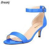 Fashion Multicolour Open Toe Ankle Strap Women Sandals Sexy High Heels Lady Shoes Buckle 5cm Low Heel