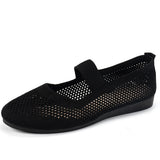 Women Flats Shoes Slip on Knitting Loafers for Women Round Toe Single Shoes Hollow Out Fashion Mom Casual Shoes for