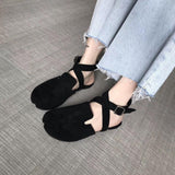Split Toe Flats Ballerina Flock&nubuck Tabi Ninia Shoes Women Espadrilles Buckle Band Riband Flats Loafers casual