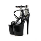 2023 Women Fish Toe Black White Sexy Super High Heels Sandals Model T Station 20CM Stage Catwalk