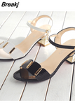Open Toe Women Chunky Heels Casual Women's Sandals Black White All-match Female Pumps Fashion Womens Sandals Buckle