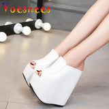 Women 2023 Sexy Super High Heel 18CM Thick Bottom Platform Sandals Silver white Inner Increase Ladies Shoes Slip