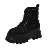 Green Punk Chunky Platform Ankle Boots for Women Autumn Winter Thick Bottom Motorcycle Boots Wedges Gothic Shoes