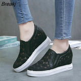 Women Shoes 2023 Spring Summer Wedges Shoes for Women Black White Breathable Lace Flower Sneakers Women Loafers