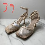 Size Women's Thick Bottom Sneakers Mixed Colors Lace-Up Print Botas mujer Air Mesh Square Toe Sandals Women Shoes Trend