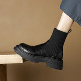 Breakj Plus Size Boots Wool Stitching Chelsea Boots Women's Short Boots 2024 New Medium Heel Single Boots Women's
