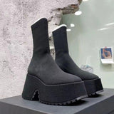 Super High Heels Chelsea Boots Women Shoes 2023 New Chunky Ladies Shoes Sexy Pumps Platform Goth Motorcycle Snow
