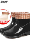 Rain Boots Women's Low-Cut PVC Beef Tendon Platform Solid Color Work Shoes Waterproof Rain Boots Thick Bottom for