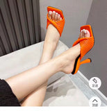 Open Toe Thin High Heel Slippers Women Candy Color Designer Ladies Shoes Sexy Formal Party Shoes Feminine Big