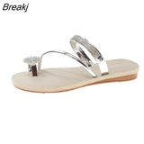 Sandals Rhinestones Ladies Flat Beach Shoes Fashion Open Toe Casual Non Slip Comfortable Female New Hot Summer Roman