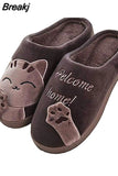 Women Winter Slippers Home Slippers Cartoon Cat Non-slip Warm Fur Indoors Bedroom Floor Plush Shoes slippers chaussures