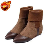 Shoes for Women Suede Female Ankle Boots Pointed Toe Footwear Flat Black Booties Designer Luxury with Free Shipping Pu