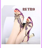 Women Wear Comfortable Non-Slip Open Toe Shoes With Rough Heels And A New Elegant Bohemian Crystal High