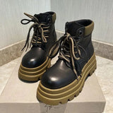Winter Boots Medium Heel Comfortable Ankle Ladies Boots 2023 Designer Shoes Solid Colors Lace-Up Chaussure Femme