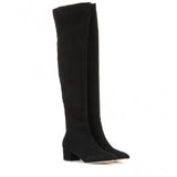 Winter Women Over-the-knee Boots Round Toe Mid-heel Faux Side Zipper Plush Botas Mujer Classics Suede Thigh High