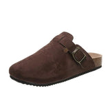 Women's fur slippers, cork insoles, and outdoor casual sandals with arch