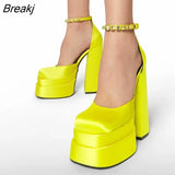 Fashion Women Pumps Retro Mary Janes Chunky Heels Sandals Spring Platform Dress Party Wedding Basic Shoes Woman Big