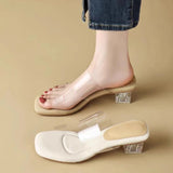 Summer Soft Platform Sandals for Women Fashion Transparent Pvc High Heel Sandalias Mujer New Clear Square Heels