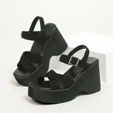 Wedge Heels Sandals For Women 2023 Summer Chunky Heeled Casual Ankle Strap Fashion Women Sandals