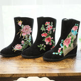 Breakj Boots Six Centimeters High Heel Ankle Boots Spring And Autumn Cloth Boots Women's Ankle Boots Embroidered Shoes Cloth Shoes Hanfu