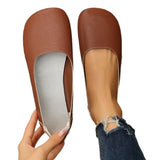 Breakj Round Head Spring New Shallow Mouth Single Shoes Inside And Outside Soft Leather Pedal Pedal Leisure Large Size Mother