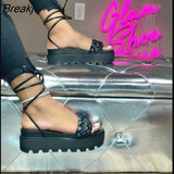 Sandals Gladiator Ladies Ankle Wrap Wedges Women Platform Shoes Female Fashion Lace Up Shoes Women's Footwear Plus Size