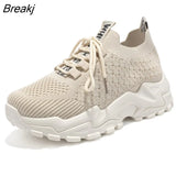 New Plus Size Sneakers for Women Shoes Fashion Lace Up Platform Wedge Mesh Casual Breathable Sport Tennis Running