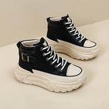 Women High Top Boots 2024 Spring Lace-up Platform Sneakers Non-slip Sneakers Comfy Outdoor Running Shoes Casual Tenis De