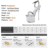Super High Heel 18cm Shoes Silver Stiletto Cross Straps Women's Sandals Nightclub Sex 41 42 43 Women Shoes Pole