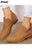 Ankle Boots for Women Low Heel Boots Women Pointed Boots Handmade Rivets Spring Autumn Women's