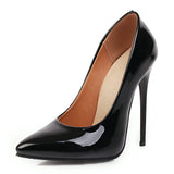 Women's Pumps Classic Sexy Thin High Heels 12cm Patent Leather Stiletto Pointed Toe Party Elegant Office Shoes Big Size
