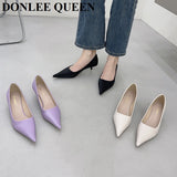 Med Heels Woman 2023 New Spring Pointed Toe Pumps Women's Shoes Office Ladies Dress Pumps Shoes Party Wedding Shoes