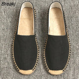 Men Fashion Flats Plimsolls Solid Canvas Shoes Casual Linen Loafers Lovers Shoes Male hemp Espadrille Fisherman Shoes