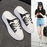 for Women Summer Sandals New Korean Version of No Heel Thick Bottom Pedal Platform Flats Women's White Shoes