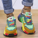 Mix Color Chunky Sneakers Women 2023 Autumn Platform Sports Shoes Woman Thick Bottom Lace Up Vulcanized Shoes Plus