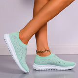 Crystal Flats Shoes for Women Plus Size Breathable Mesh White Sneakers Woman 2023 Autumn Soft Sole ladies Sports