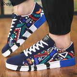 Men Casual Canvas Shoes Fashion Print Sneakers Summer Trainers Leisure Shoes Men's Flats Slip Shoes