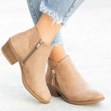 Women Ankle Boots 2023 Autumn Low Heels Solid Colors Platform Sexy Ladies Pumps Zipper Shoes Botas De Mujer