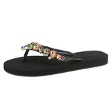 Breakj Summer New Colorful Peach Heart Glass Water Drill Flip Slips Women Wearing Leisure Beach Flat Bottom
