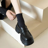 Love Shoes Heightened Small Leather Shoes 2024 New Korean Muffin Black English Round Head Retro JK