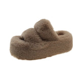 Thick-Soled Woolen Slippers For Women's 2024 Autumn And Winter New Korean Parallel Bars Soft-Soled Outdoor Cotton