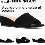 Women Slippers Elegant Summer 3cm Velvet Mules Wedge Sandals Slippers Open Toe High Heels Casual Dress Woman