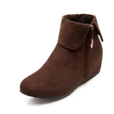 Ankle Boots Winter Shoes For Women Flat Heel Zipper Boots-Women Round Toe Low 2024 Rubber Over-the-Knee Ladies Autumn PU