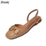 New Summer Elegant Office Ladies Shoes Women Casual Shoes Square Heel Sandals Slip on Woman Flats Vintage