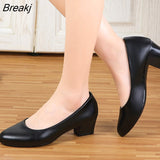 Women's 5cm High Heels Pumps Office Lady Women Shoes Sexy Bride Party Thick Heel Round Toe Zapatillas Mujer Wedges