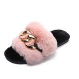For Women Casual Outdoor Slippers Plush Shoes Fashion Flat-bottomed Rhinestone Plush Slippers Women Size 43 Flat