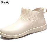 Women's Rain Boots Low-top Waterproof Ladies Rain Shoes Slip on Summer Woman Rubber Shoe Fashion Washing Car Ankle
