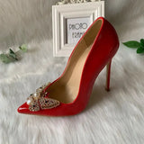Glitter Bow Women Satin Pointy Toe High Heels Slip On Party Wedding Shoes Gorgeous Stiletto Pumps Size 33-45
