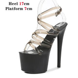 Color Shoes Stripper Heels Women Sandals Sexy Shoes Party Club Sandals 17 CM Platform High-heeled Wedding Shoes Pole