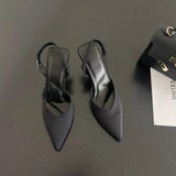 Slingback Sandals Woman Fashion Pinted Toe Slip-on Dress Pumps Ladies Elegant High Heel Party